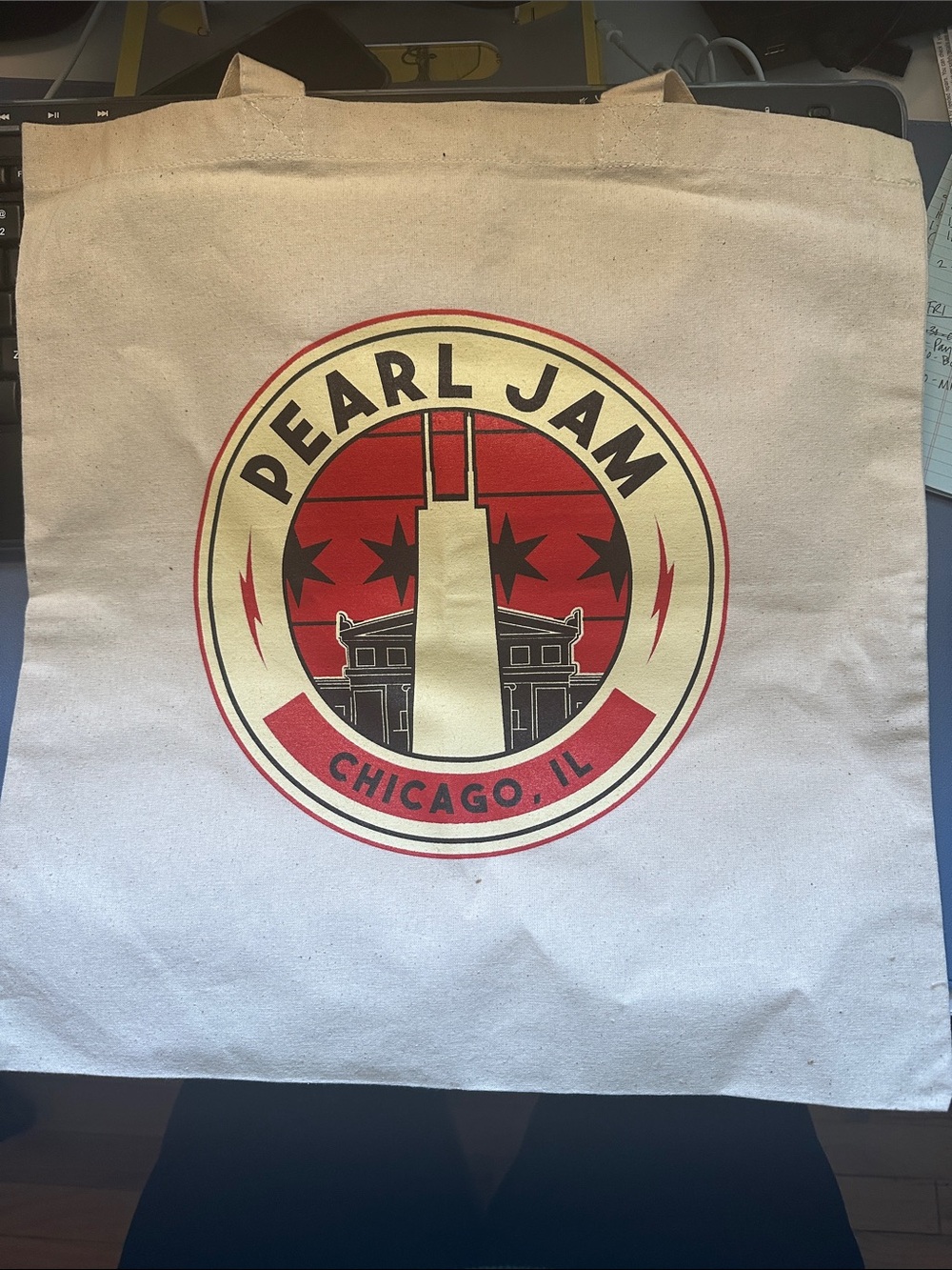 Pearl Jam Chicago Canvas Tote - Red, Black & Cream Logo - Brand New!